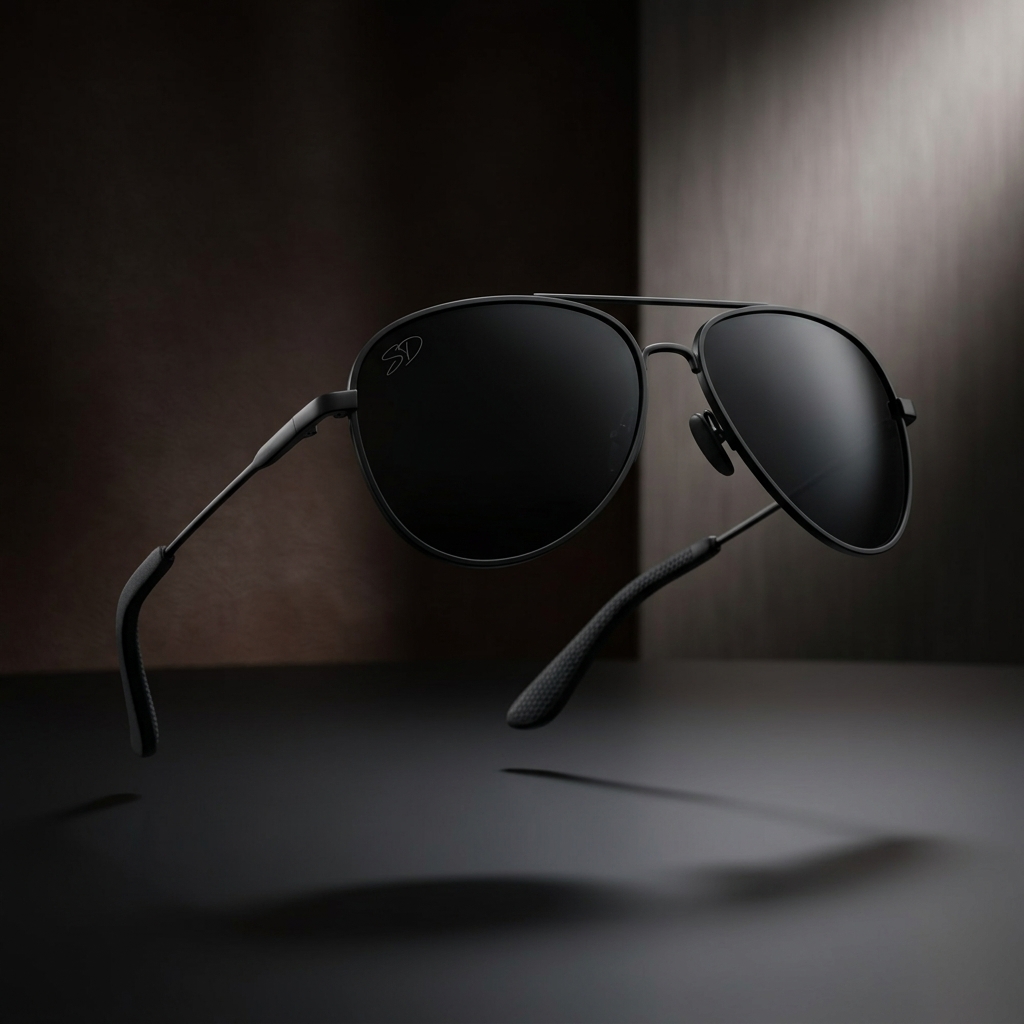 Sundiver All-Black Matte Toad Sunglasses with SD Laser Engraving